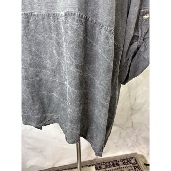 Caroline Rose Tunic Blouse Women 1X Gray Linen Relaxed Lagenlook Hi Low Boho - Picture 7 of 16